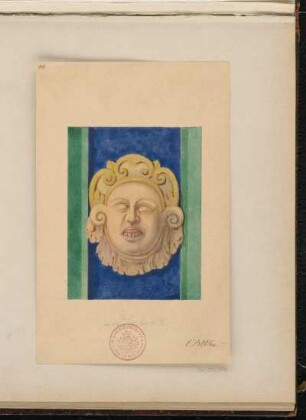 Maske in den Gurtbögen der Erdgeschosshalle