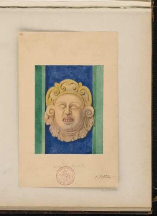 Maske in den Gurtbögen der Erdgeschosshalle