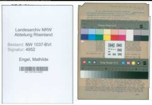 Entnazifizierung Mathilde Engel , geb. 21.10.1887 (Postsekretaerin)