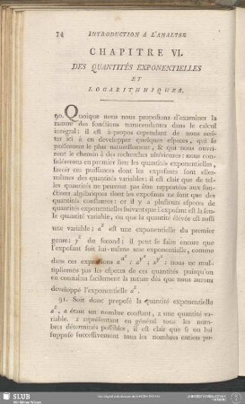Chapitre VI. Des Quantités Exponentielles Et Logarithmiques