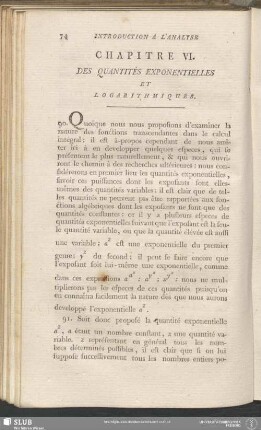 Chapitre VI. Des Quantités Exponentielles Et Logarithmiques