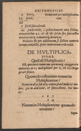 De Multiplicatione.