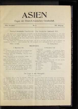 Deutsch-Asiatische Gesellschaft. Das Asiatische Jahrbuch 1913.