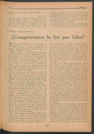 Notas científicas : ¿Compraremos la luz por kilos?