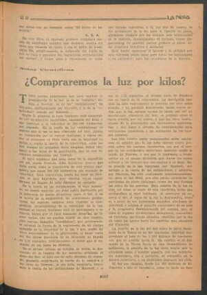 Notas científicas : ¿Compraremos la luz por kilos?