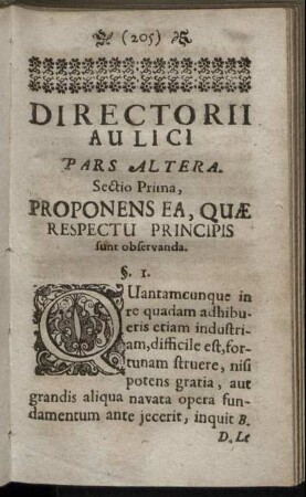 Sectio Prima, Proponens Ea, Quæ Respectu Principis sunt observanda.