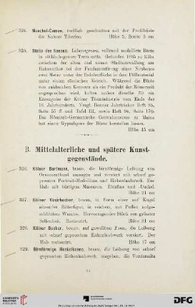 B. Mittelalterliche und spätere Kunstgegenstände (Nr. 326-355)