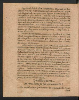 Quaestio quarta. An totus homo sit subiectum mortis?