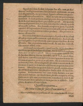 Quaestio quarta. An totus homo sit subiectum mortis?