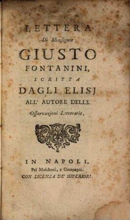 Lettera di Mons. Giusti Fontanini