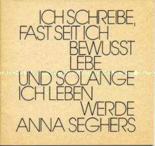 Illustrierte Festschrift des Aufbau-Verlages zum 80. Geburtstag von Anna Seghers