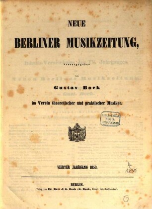Neue Berliner Musikzeitung. 4. 1850