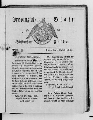 Num. 34., Ausgabe vom 1. Dezember 1815