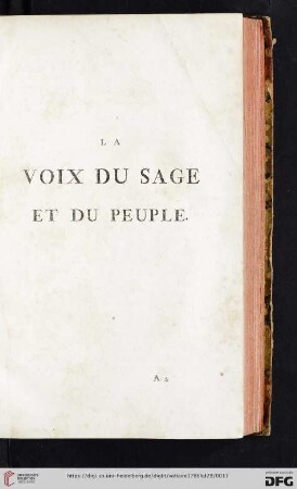 La voix du sage et du peuple