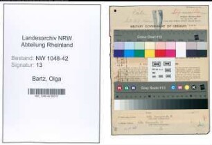 Entnazifizierung Olga Bartz , geb. 06.09.1891 ()
