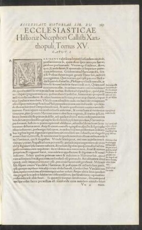 Ecclesiasticae Historiae Nicephori Callisti Xanthopuli, Tomus XV.