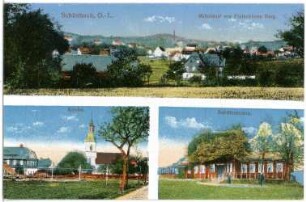 Schönbach. Mitteldorf, Kirche und Schützenhaus