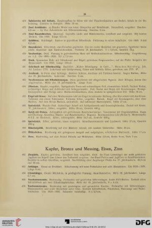 Kupfer, Bronze und Messing, Eisen, Zinn (Nr. 492-589)