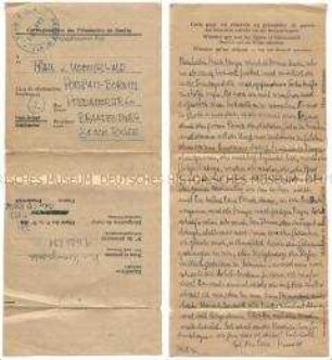Brief von Harald von Koenigswald aus dem Kriegsgefangenenlager in Metz-Obreck - Familienkonvolut