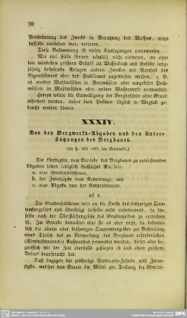 XXXIV. Von den Bergwerks-Abgaben und den Unterstützungen des Bergbaues
