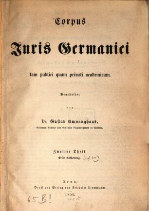 Corpus juris Germanici tam publici quam privati academicum, 2