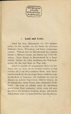 Island, Land und Leute, Geschichte, Litteratur und Sprache : Von Ph. Schweitzer