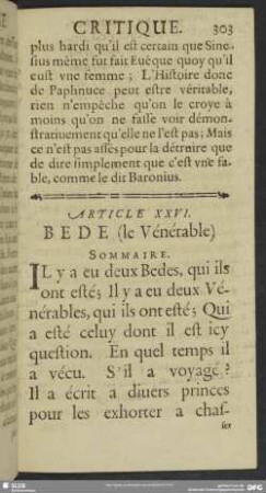 Article XXVI. Bede (le Vénérable)