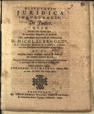Disputatio Juridica Inauguralis, De Judice