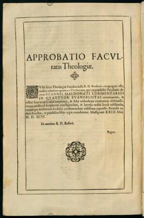 Approbatio Facultatis Theologiae