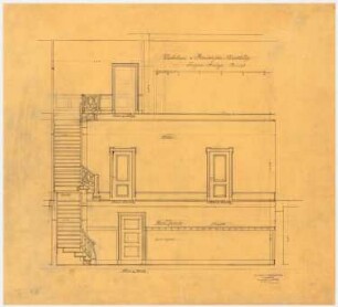 Gutshaus Mendelssohn-Bartholdy (Landhaus Hasenheide), Bernau Umbau: Längsschnitt durch Diele und Haupttreppe