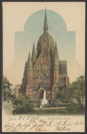 Ansichtskarte Menschenmenge vor der Heilig-Kreuz-Kirche