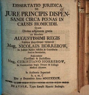 Diss. ... de iure principis dispensandi circa poenas in causis homicidii