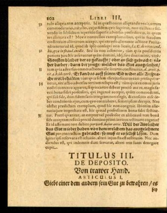 Titulus III. De Deposito. Von trawer Hand.