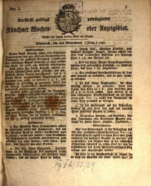 Kurfürstlich gnädigst privilegirte Münchner-Zeitung. 1792