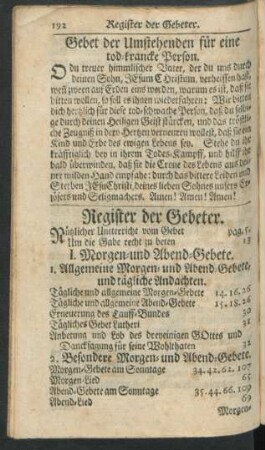 Register der Gebeter