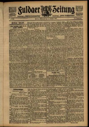 Erste Ausgabe vom Mittwoch, den 02. Oktober 1907.