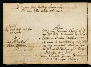 149v, Danzig ; 14.05.1644 / Johan. Christoph. Zunne