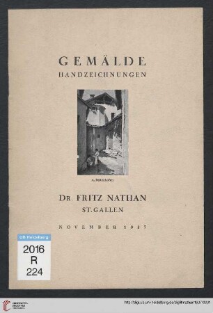 Gemälde und Handzeichnungen ersten Ranges von 1870 bis zur Gegenwart