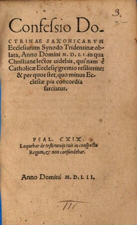 Confessio doctrinae Saxonicarum Ecclesiarum Synodo tridentinae oblata