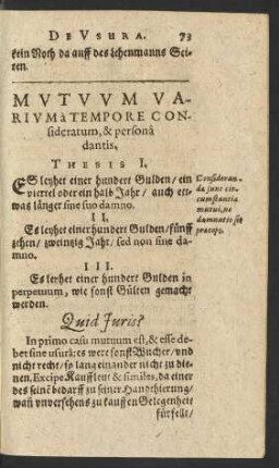Mutuum Varium a Tempore Consideratum, & persona dantis.
