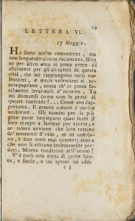 Lettera VI. 17 Maggio