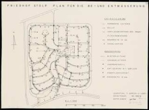 Friedhof, Stolp: Be- und Entwässerungsplan: Lageplan 1:1000