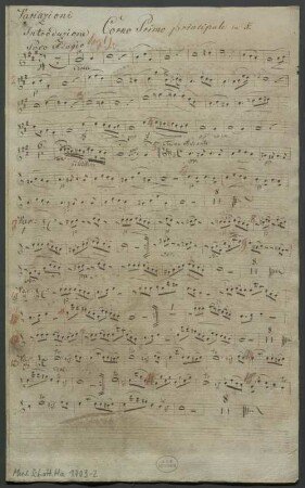 Variations, cor (2), orch, op. 2, d-Moll - BSB Mus.Schott.Ha 1703-2 : [heading, isol: cor 1] Variazioni