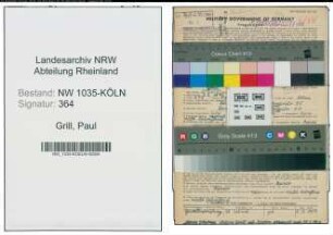 Entnazifizierung Paul Grill , geb. 02.06.1892 (Bergbauangestellter)