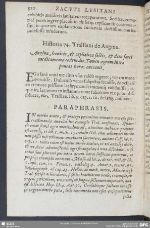 Historia 74. Tralliani de Angina