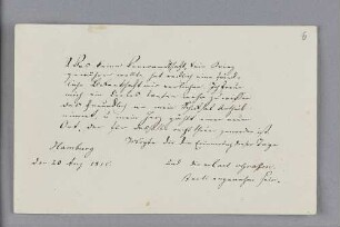 Karl von Graffen. – Hamburg, 20.08.1815