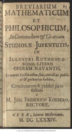 Breviarium Mathematicum Et Philosophicum
