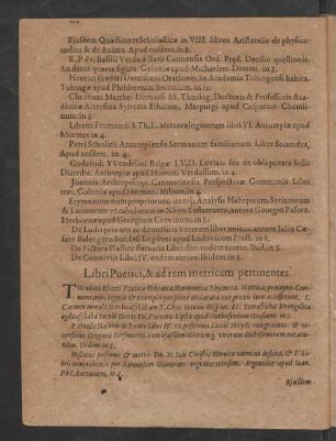 Libri Poetici, & ad rem metricam pertinentes.