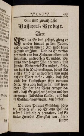 427-448, Ein und zwanzigste Passions-Predigt