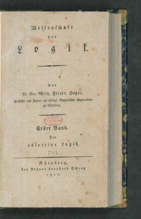 Bd. I, Buch 1: [Das Seyn]